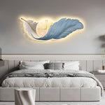 2 In 1 Wall Feather Painting Hanging Decor Led Wall Lamp Wall Clock