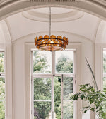 Solaris Disc Glass Chandelier – Two-Tier Gold & Murano-Style Glass Pendant