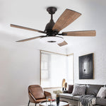52 Inch Creative Nordic Retro Ceiling Fan Lamp With Light Source Remote Control