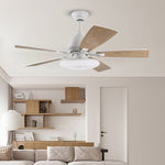 52 Inch Creative Nordic Retro Ceiling Fan Lamp With Light Source Remote Control