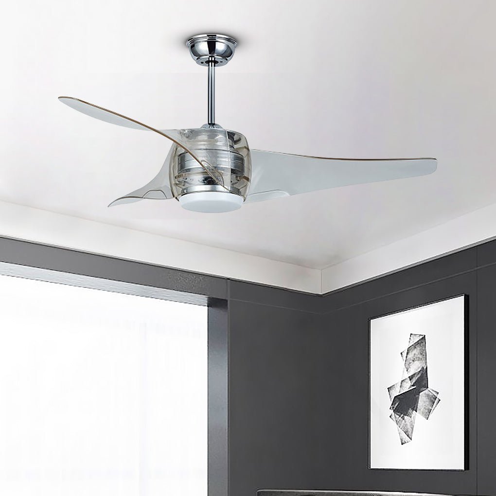 Modern LED Ceiling Fan Chandelier with Remote Control, 52" Minimalist Design
