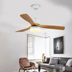 52 Inches Nordic Minimalist Solid Wood Household Led Ceiling Fan Lamp For Living Room