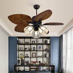 52Inches Retro Variable Frequency Remote Control Smart Timing Noiseless Ceiling Fan Light 1