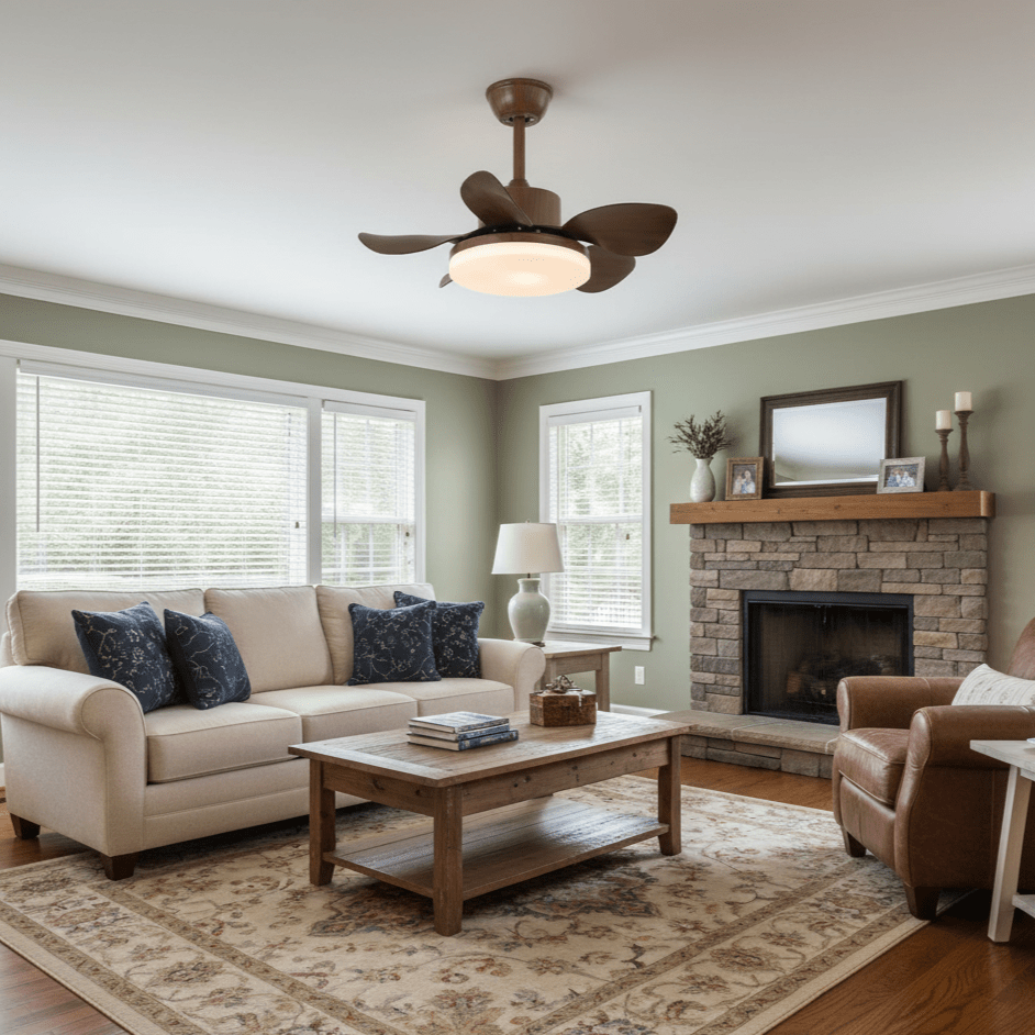 Terra Walnut Ceiling Fan with Integrated LED Light