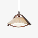 Kyomi Arch Pendant Light – Modern Wood & Fabric Hanging Lamp for Dining and Living Rooms