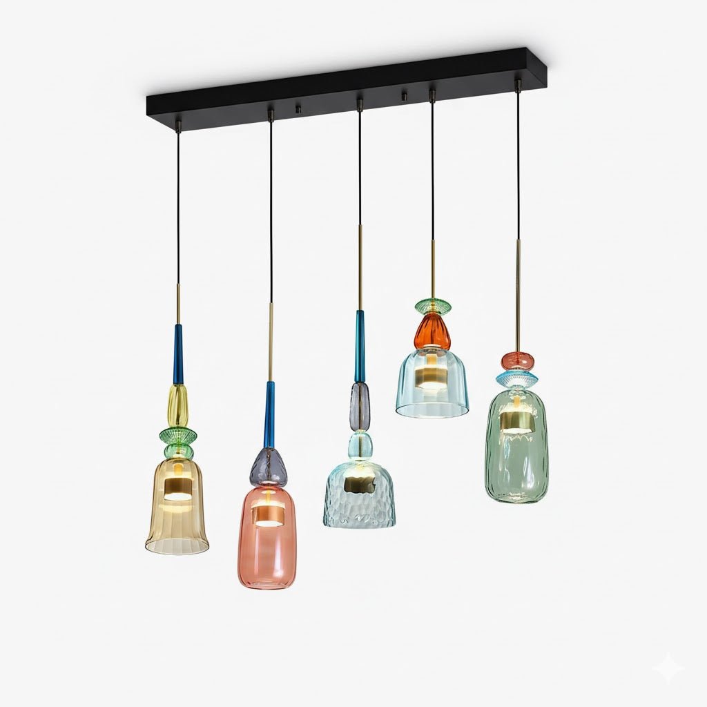 Art Glass Pendant Light – Hand-Blown Stained Glass Chandelier for Dining & Living