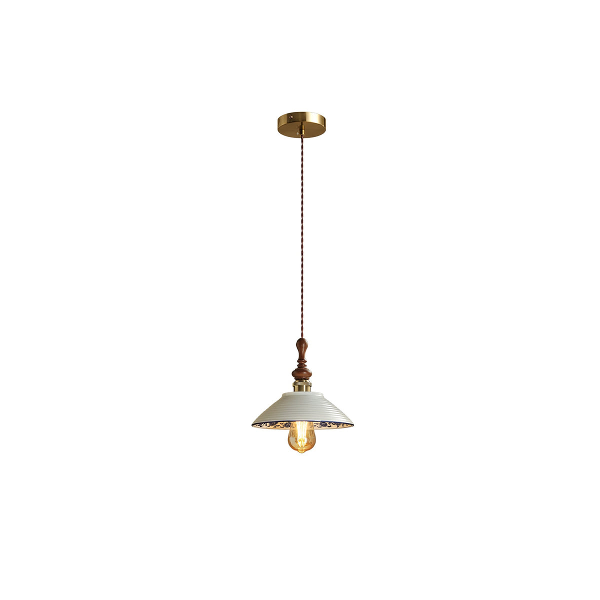 Bellaria Ceramic Pendant Light with Hand-Painted Scalloped Details
