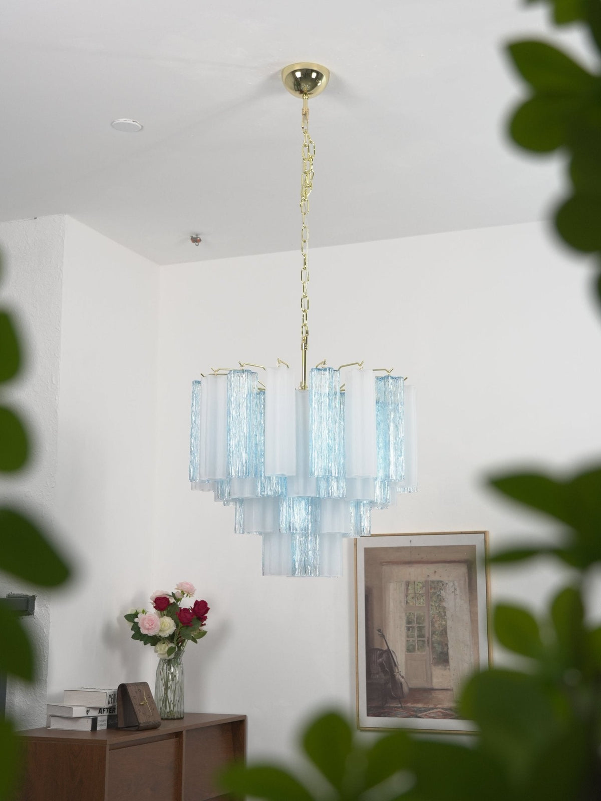 Vellune Cascade Chandelier – Modern Tiered Glass Pendant for Dining Room and Entryway