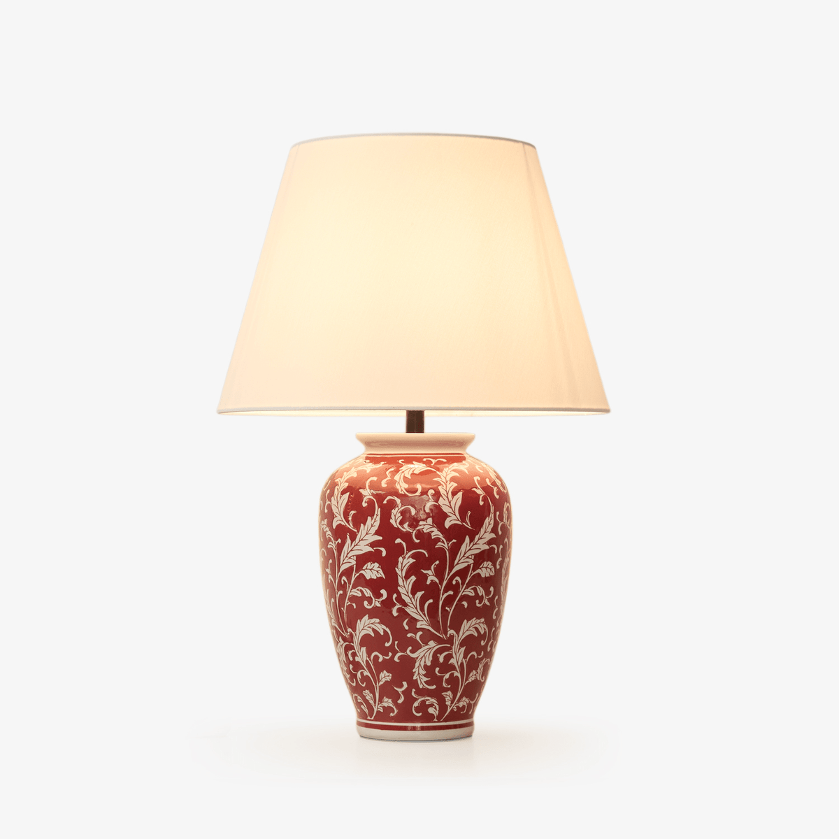 Scarlet Vine Ceramic Table Lamp with White Fabric Shade