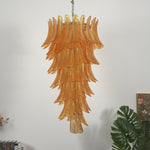 Amber Leaf Cascade Chandelier — Modern Art Glass Pendant for Dining Room