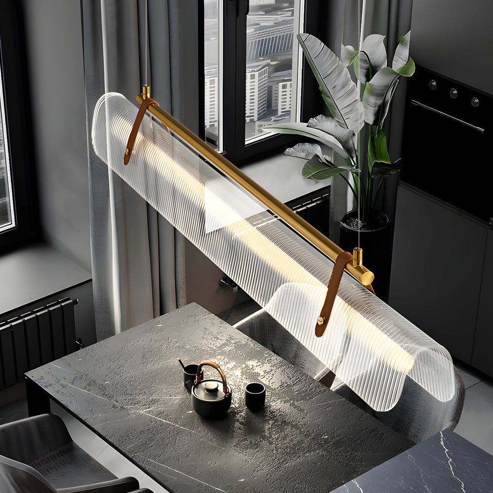 Acrylic Nami Linear Pendant Island Light With Adjustable Hanging Length