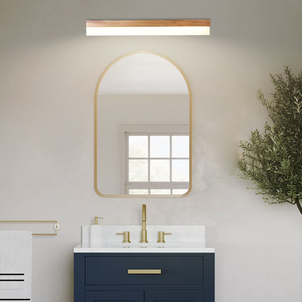 Wooden Led Bathroom Vanity Light Plastic Shade