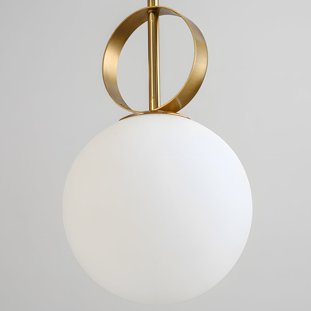 1 Light Gold Hanging Opal Glass Globe Pendant Light