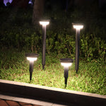 Modern Black Round Led Solar Outdoor Path Light With Stake Garden Bollard Light