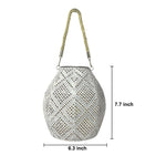 Moroccan Portable Hanging White Solar Led Outdoor Patterned Lantern
