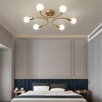 4 6 8 Light Curved Arms White Shade Modern Ceiling Light Fixture