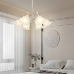 6 Heads Flowers Leaves Three Step Dimming French Style Chandelier Lamp