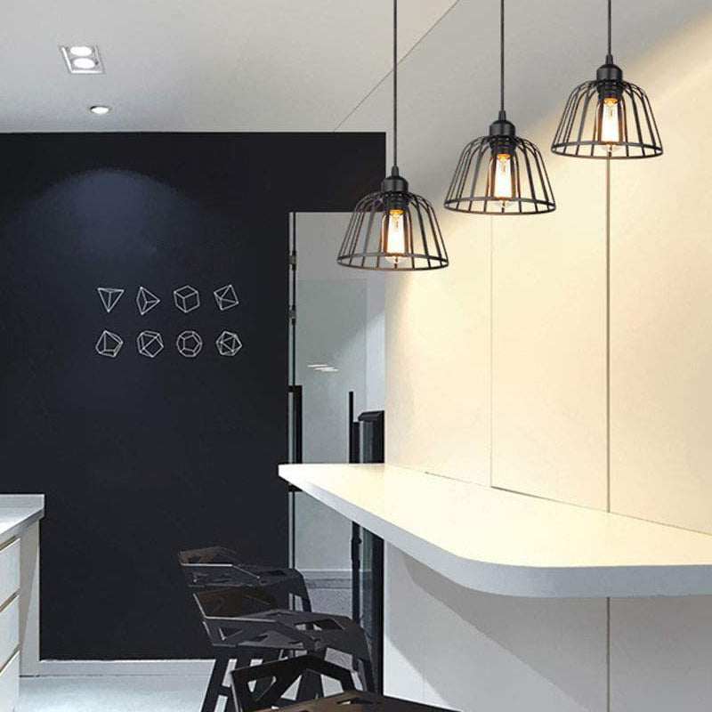Black Small Iron Cage Pendant Light Li002605