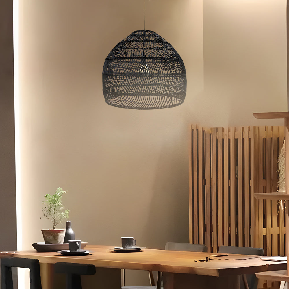 15 7 19 7 Inch W Rattan Woven Dome Pendant Light