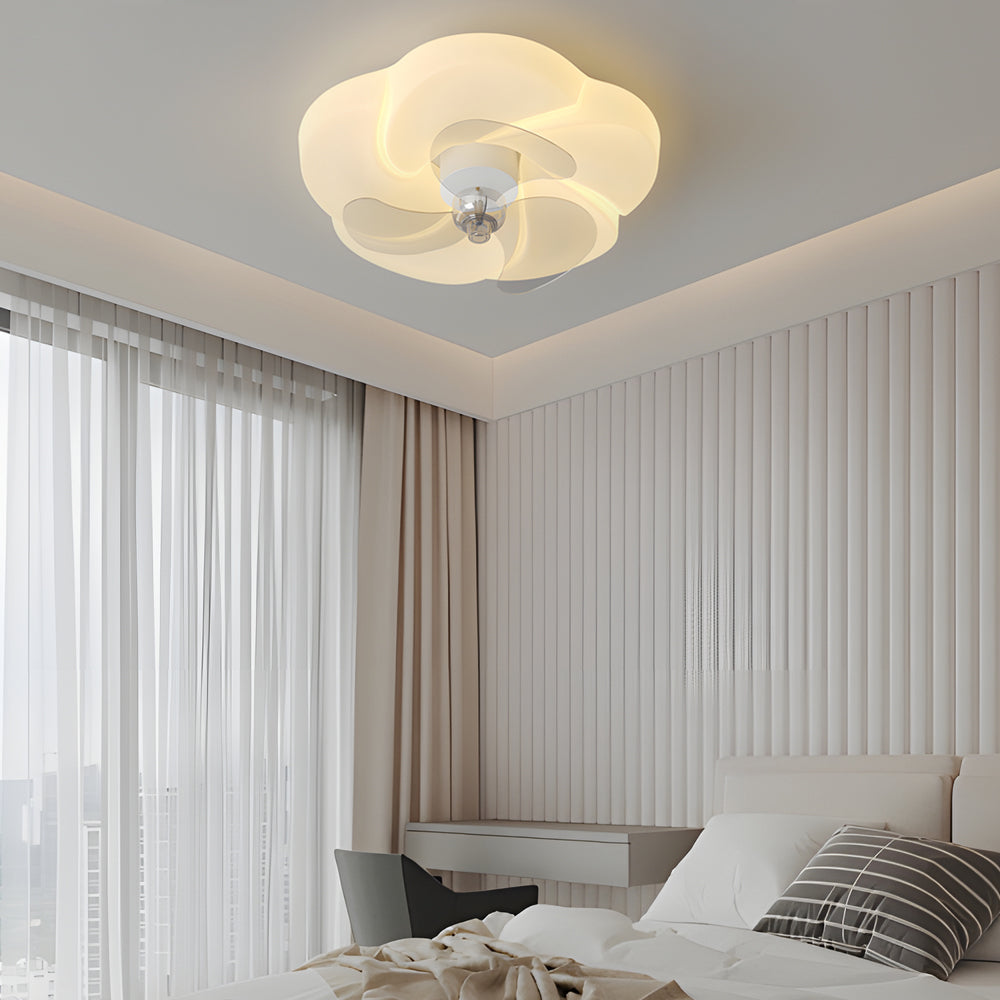 Romantic Flower 3 Step Dimming Led Mute Shaking Head Modern Ceiling Fans