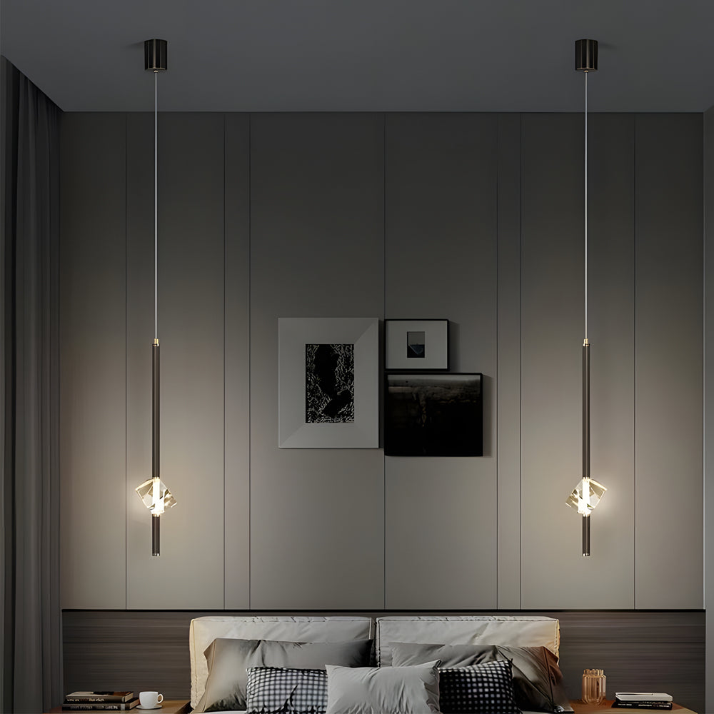 Modern 1 Light Copper Single Crystal Pendant Light With 3 Step Dimming Led