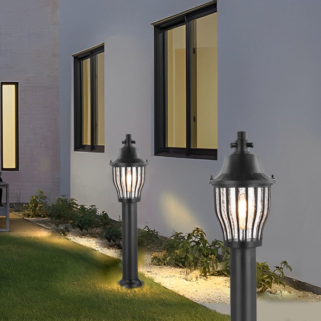 Industrial Aluminum Pathway Light with Caged Shade for Modern Landscapes