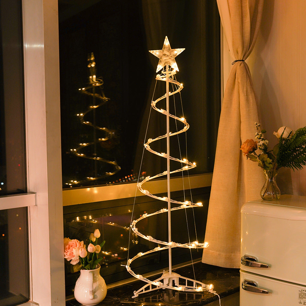 Spiral String Lights Led Artificial Christmas Trees Ornaments Floor Lamp