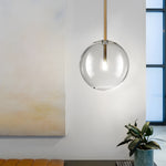 1 Light Clear Glass Globe Pendant Light Modern Hanging Lighting Fixture