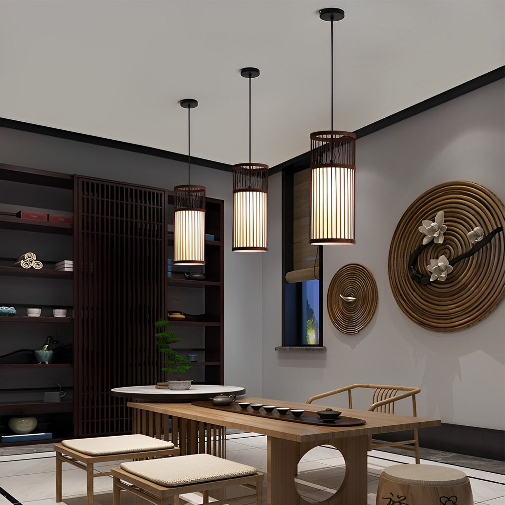 Artisan Bamboo LED Pendant Light – Handwoven Minimalist Hanging Lamp for Modern Interiors