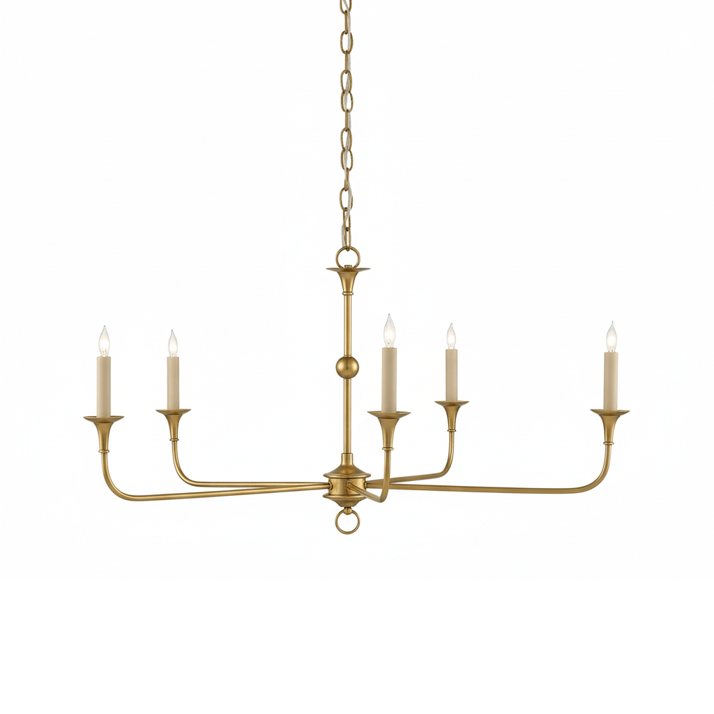 Elara Candle Chandelier – Modern Brass Candelabra Chandelier for Dining Room