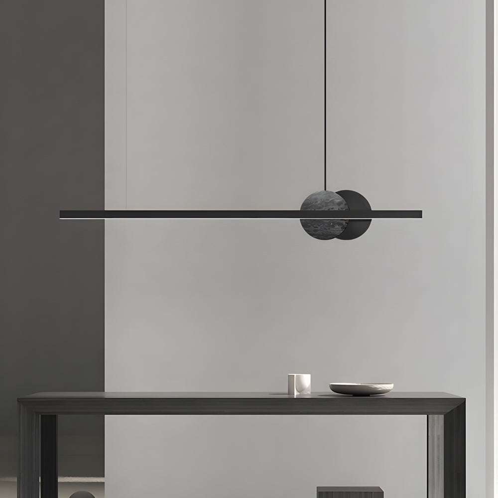 Black Linear Round Marble Led Pendant Light