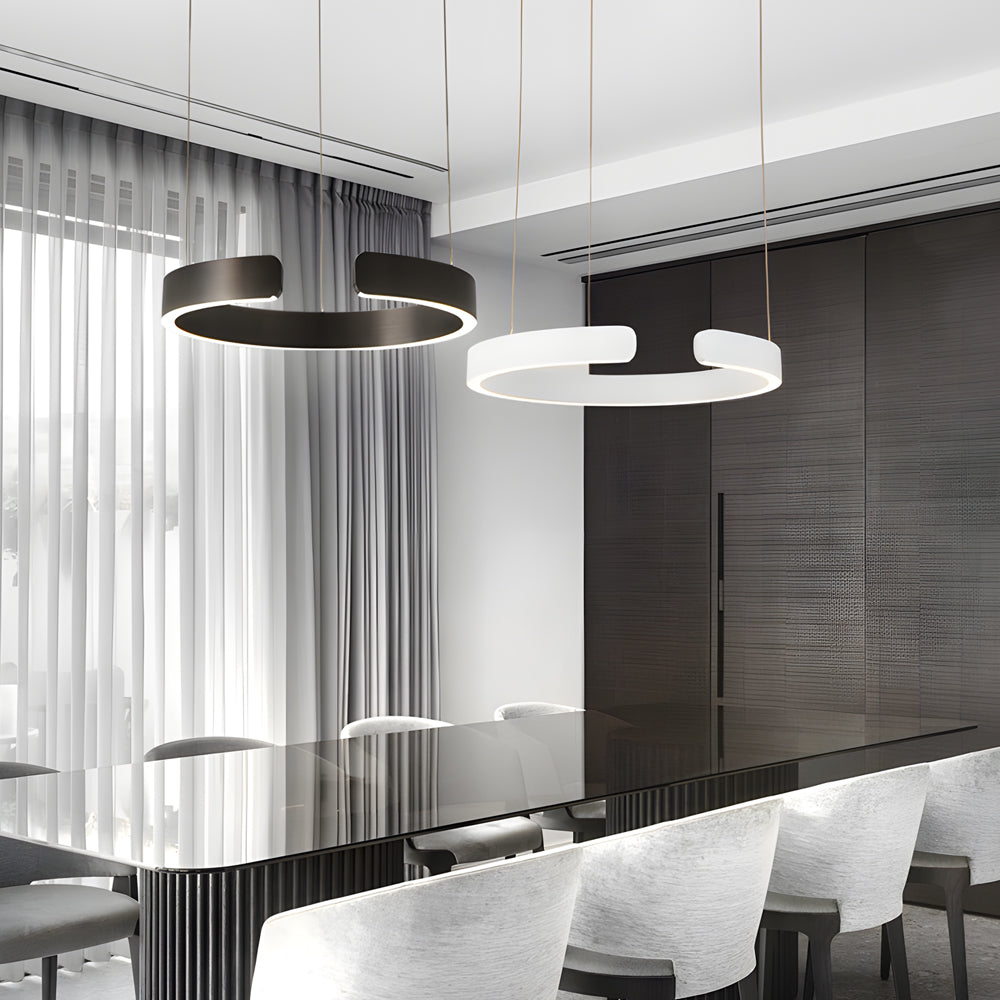 Modern C Shaped Pendant Light With Adjustable Height