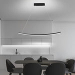 Modern Led Linear Arcing Pendant Lighting Matte Black Fixture For Dining Room Kitchen Island