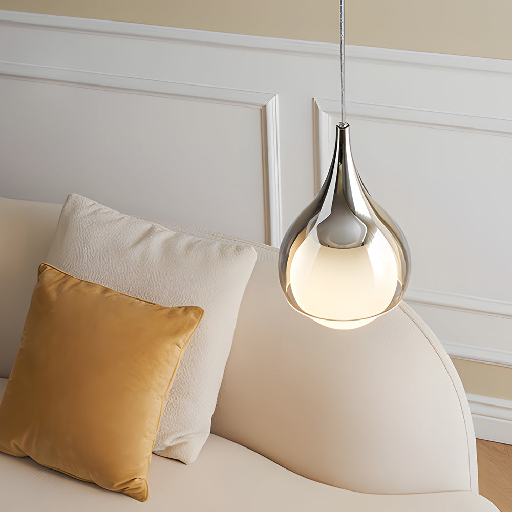 Modern 1 Light Teardrop Droplet Glass Pendant Light Adjustable Height