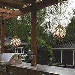 European Style Retro Pendant Aluminum Glass Hanging Ball Outdoor Ceiling Light