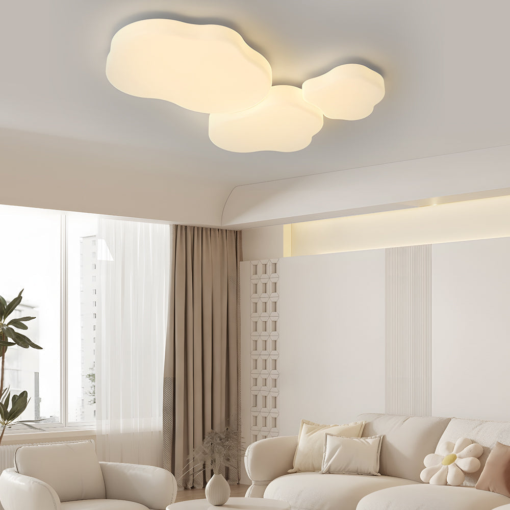 Romantic Clouds Three Step Dimming Led Milky White Modern Ceiling Lamp