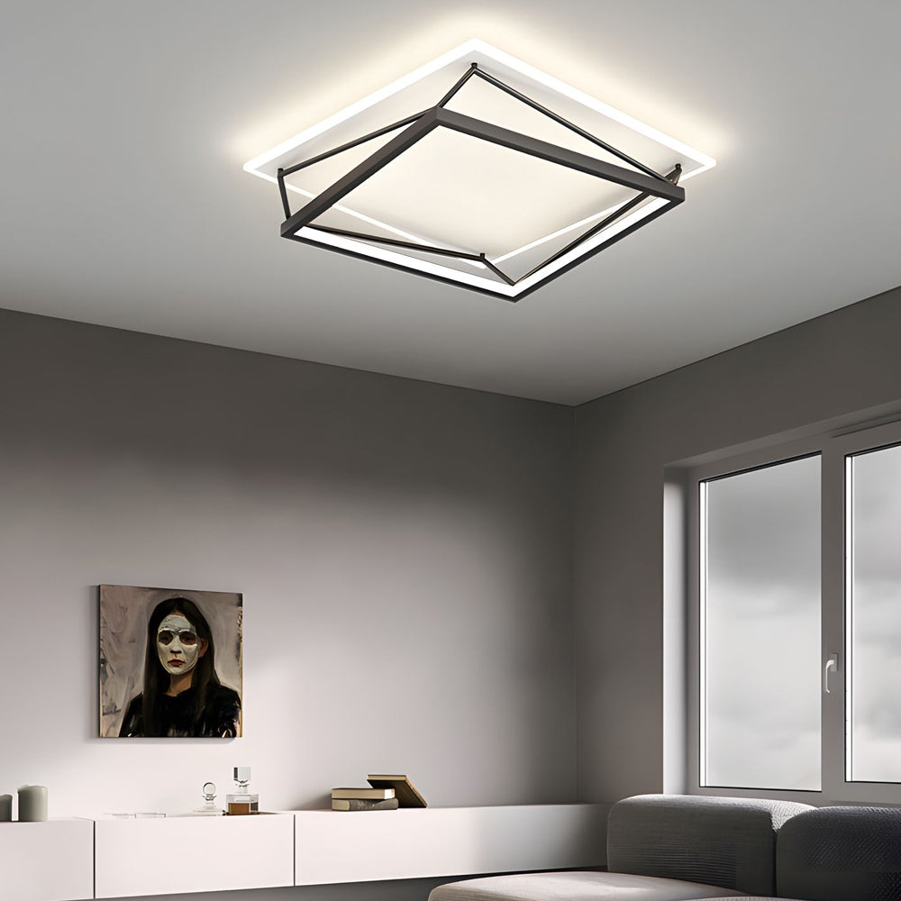 Nordic Geometric Art Black Led Flush Mount Ceiling Light