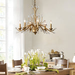 6 9 Light Brass Branch Candle Vintage Chandelier With Crystal Accents