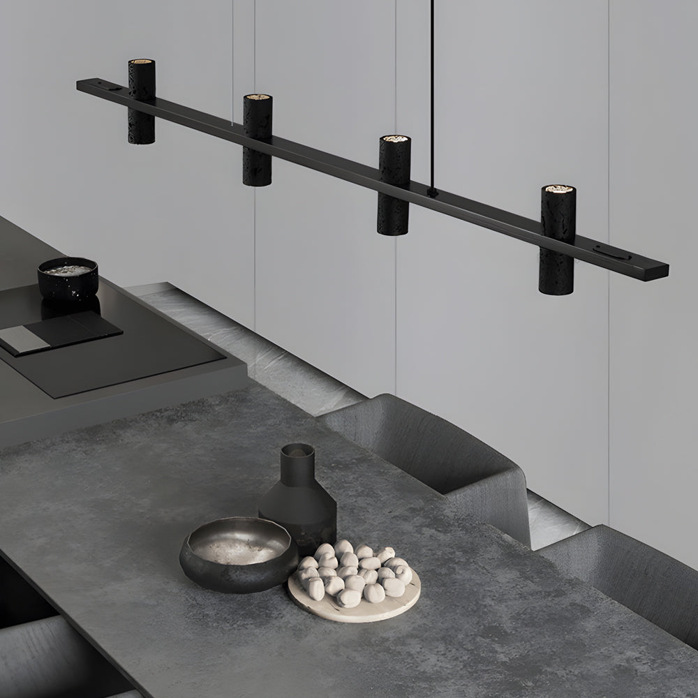 Led Copper Black Stone Linear Island Pendant Light