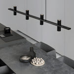Led Copper Black Stone Linear Island Pendant Light