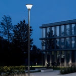 1 Light Round Solar Led Outdoor Lamp Post In Black