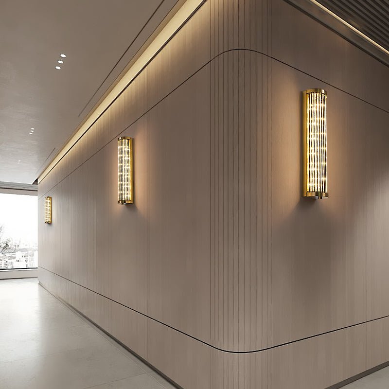 Luma Column LED Wall Sconce in Brushed Gold and Clear Glass