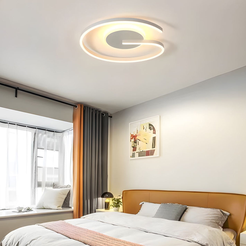White Black Open Ring Circle Ceiling Lamp Led Bedroom Flush Mounted Ceiling Light