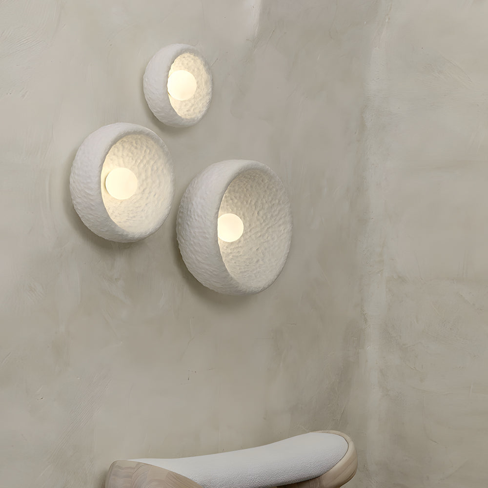 Japanese White Round 1 Light Wall Sconce 3 Sizes