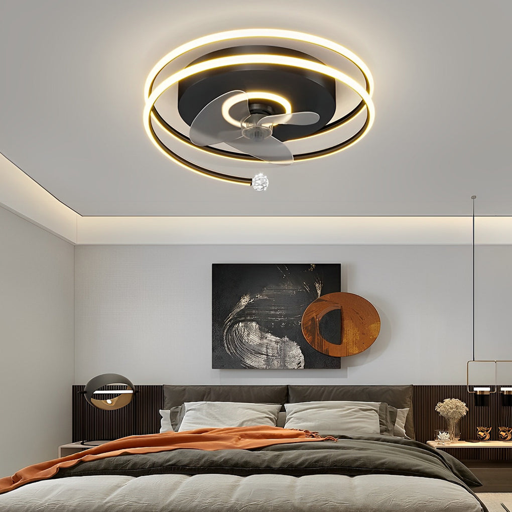 Circular Mute Bladeless Ceiling Fans Lights Li002311