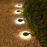 4Pcs Round Foldable Solar Deck Lamp Set Modern Outdoor Disk Lights