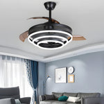Modern 41 Retractable Ceiling Fan With Led Lights And Remote Control
