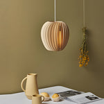 Handmade Wood Veneer Lanterns Led Nordic Japanese Style Pendant Lights