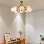 Modern Brass Carved Glass Semi Flush Mount Ceiling Light 6 8 Light