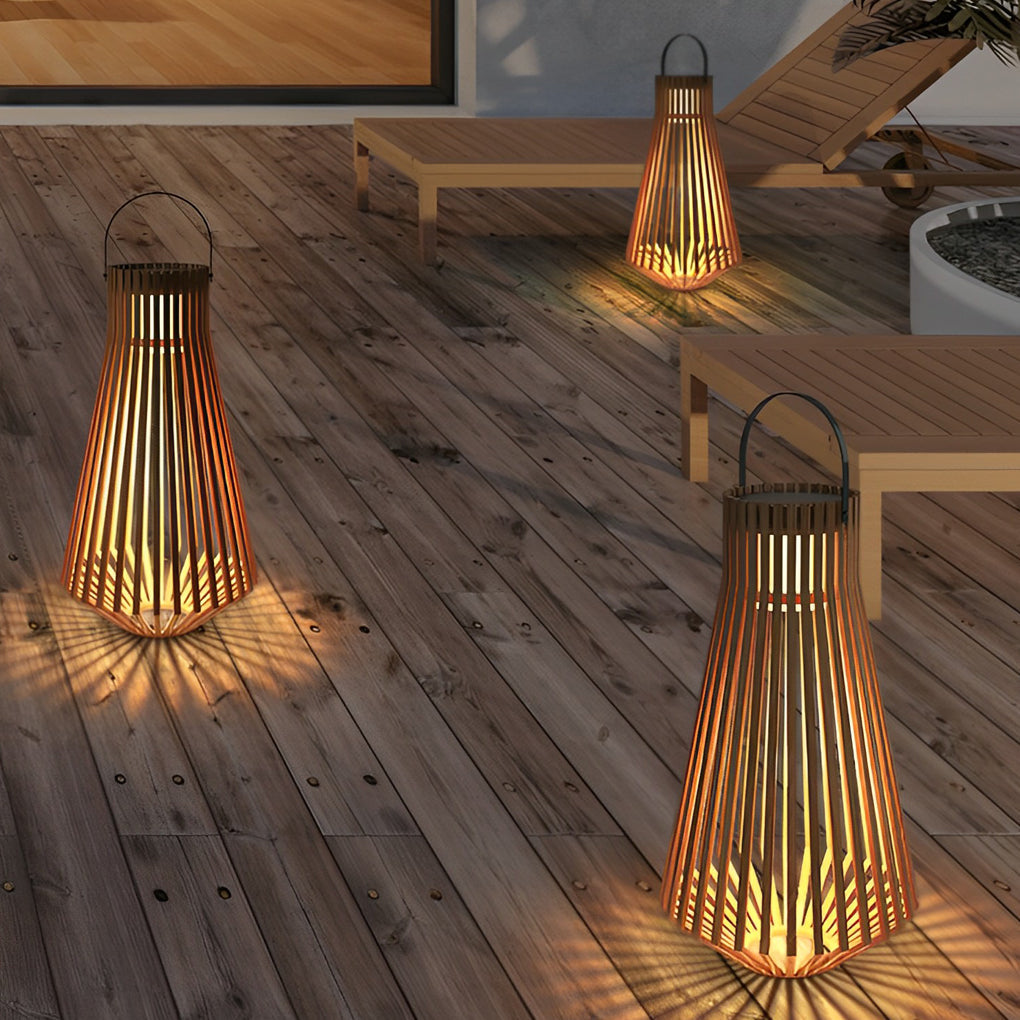 Portable Wood Led Garden Lights Ha076289